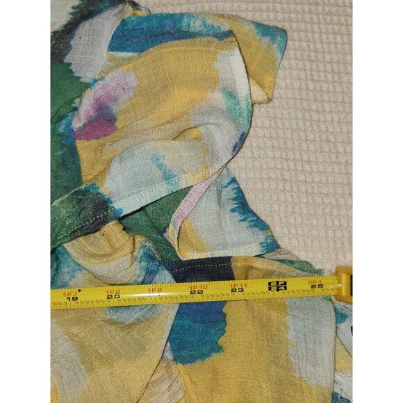 Zac & Rachel Woman 1X Colorful Watercolor Dolman Ruffle Sleeve‎ Blouse Top - Picture 7 of 8